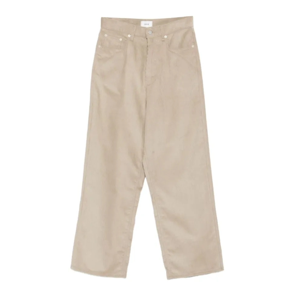 Beige Corduroy Five-Pocket Jeans