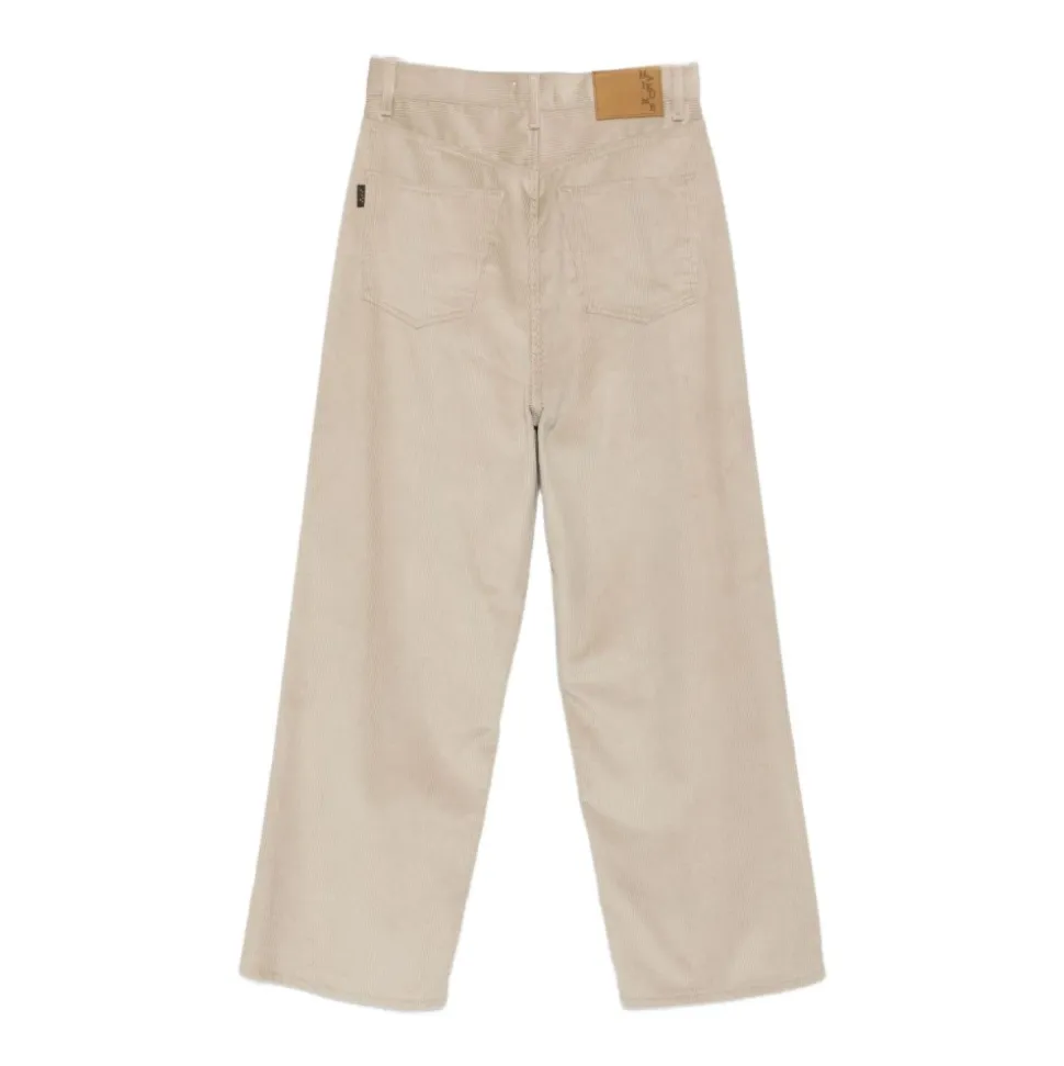 Beige Corduroy Five-Pocket Jeans