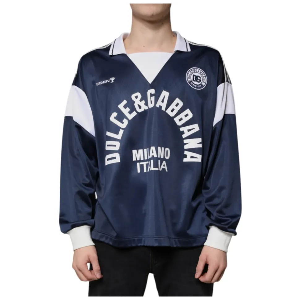 Blu Bianco Milano Maglia a Maniche Lunghe in Jersey