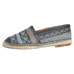Blu Grigio Intrecciato Pelle Espadrillas Scarpe