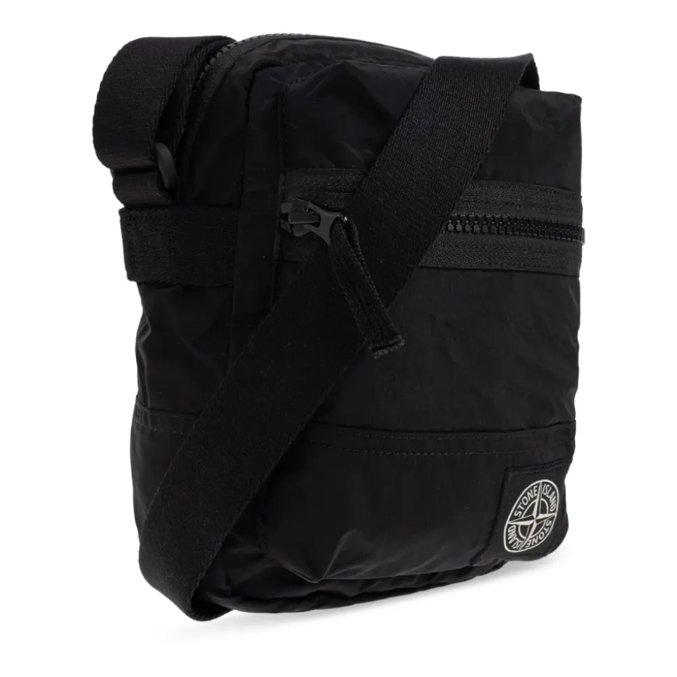 Borsa a spalla con patch logo