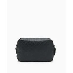 Borsa a spalla in pelle con aquila stampata all-over