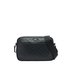 Borsa a spalla in pelle con aquila stampata all-over