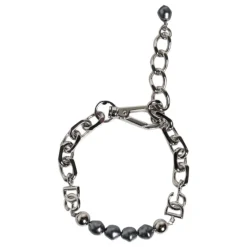 Bracciale con catena color argento e perle