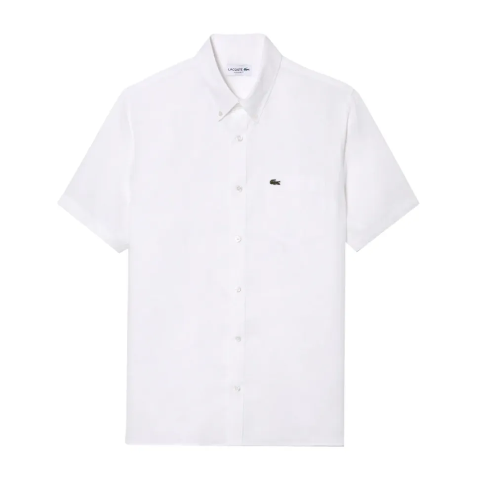 Camicia a Maniche Corte in Lino Bianco
