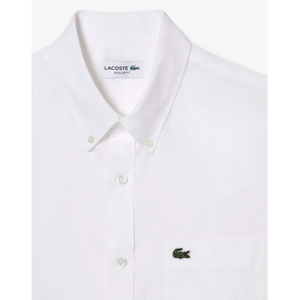 Camicia a Maniche Corte in Lino Bianco
