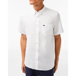 Camicia a Maniche Corte in Lino Bianco