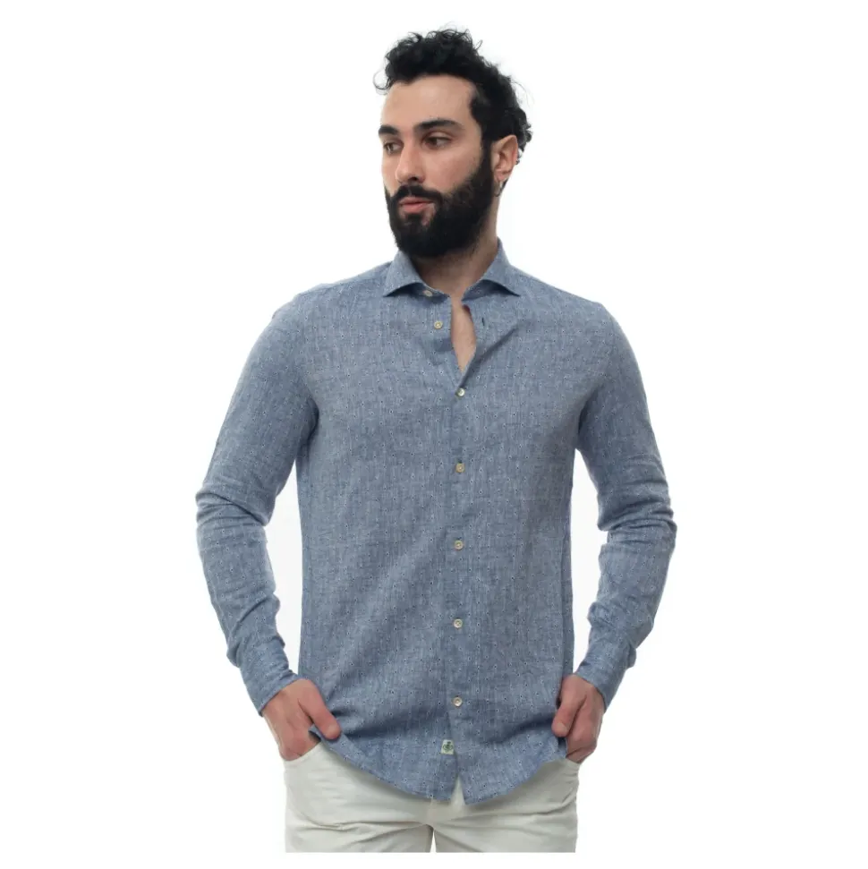 Camicia a Maniche Lunghe Mista Lino