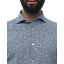 Camicia a Maniche Lunghe Mista Lino