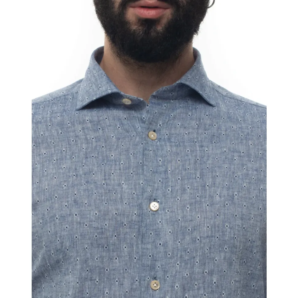 Camicia a Maniche Lunghe Mista Lino