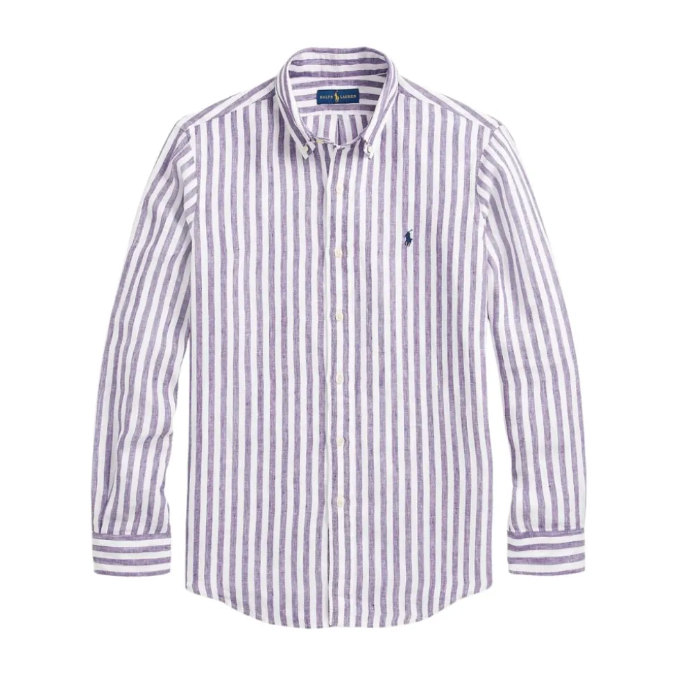 Camicia a righe in lino Custom Fit