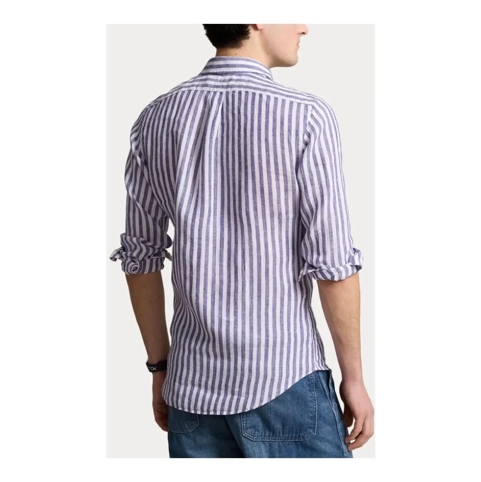 Camicia a righe in lino Custom Fit