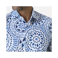 Camicia Bianca con Motivi Blu