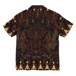 Camicia Bowling Batik Manica Corta Marrone