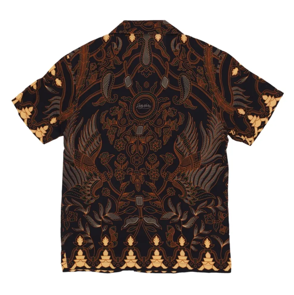 Camicia Bowling Batik Manica Corta Marrone