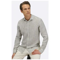 Camicia Collo Francese Righe Lino