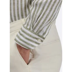 Camicia Collo Francese Righe Lino