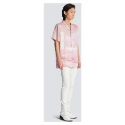 Camicia da pigiama a maniche corte in twill con stampa Cartolina