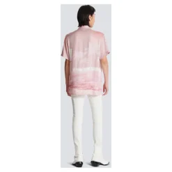 Camicia da pigiama a maniche corte in twill con stampa Cartolina