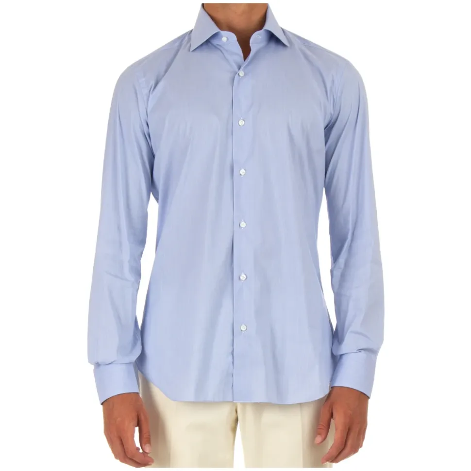 Camicia in Cotone Blu Chiaro Sartoriale