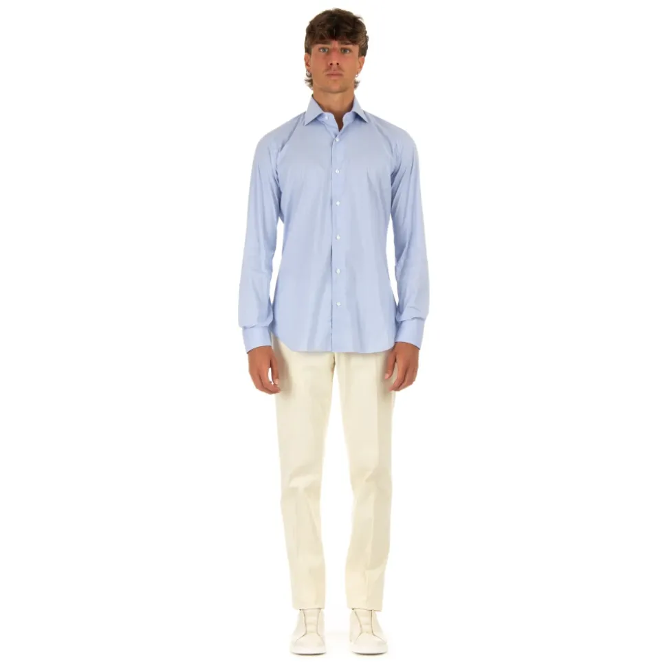 Camicia in Cotone Blu Chiaro Sartoriale