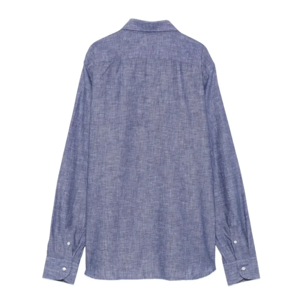 Camicia Mezza Abbottonatura in Cotone e Lino