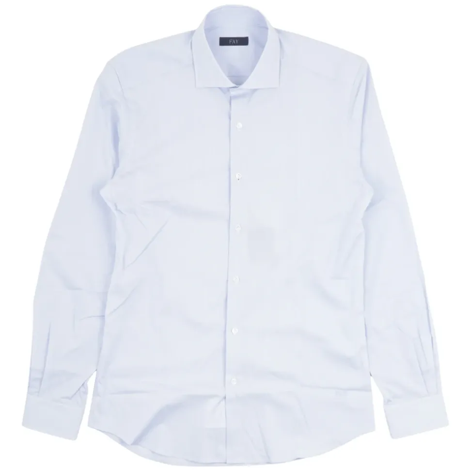 Camicia Stretch Popeline con Collo alla Francese