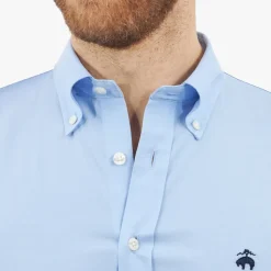 Camicia Uomo in Cotone Stretch, Vestibilità Regular, Non Stira, con Collo Button-Down