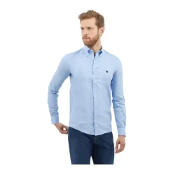 Camicia Uomo in Cotone Stretch, Vestibilità Regular, Non Stira, con Collo Button-Down