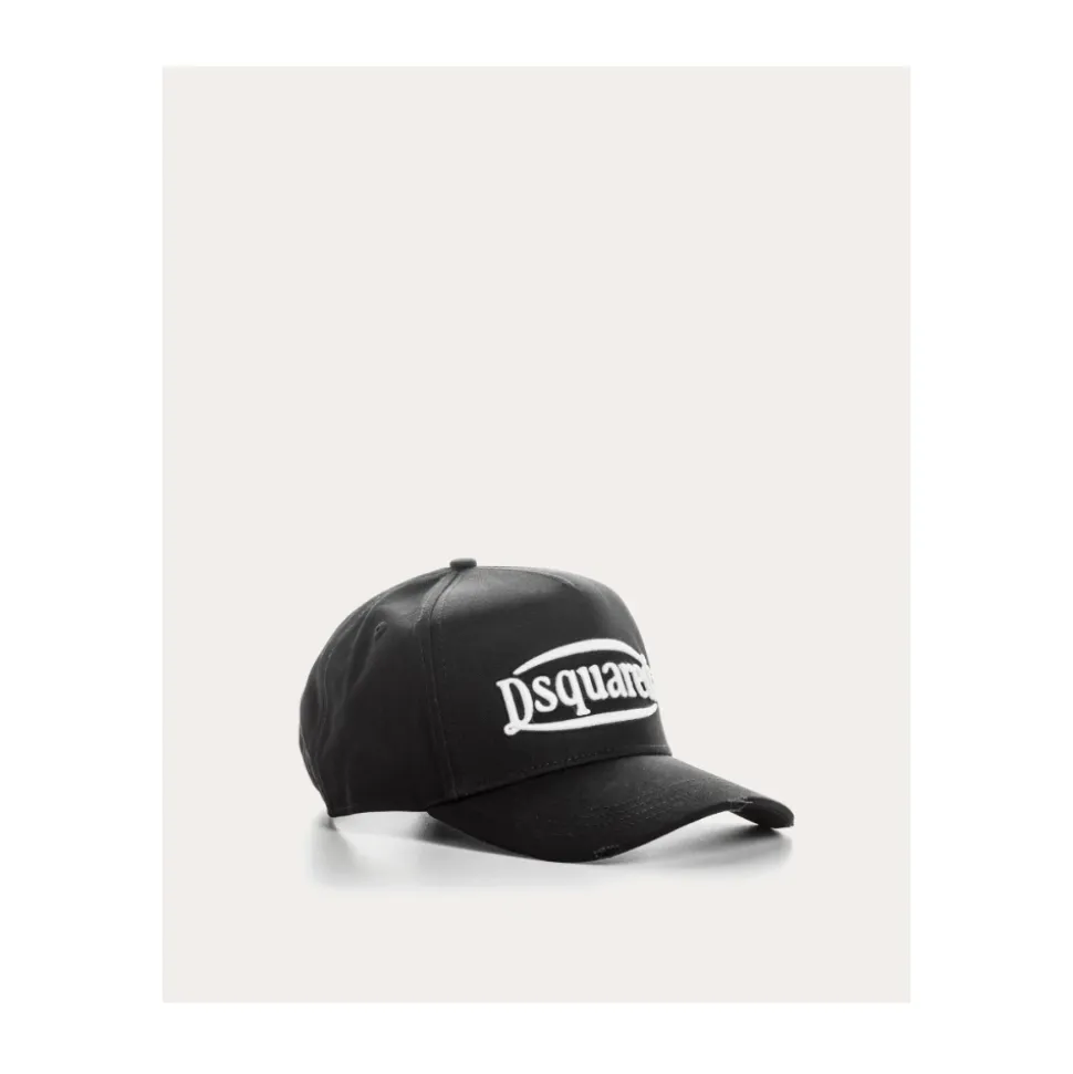 Cappellino nero e bianco ricamato