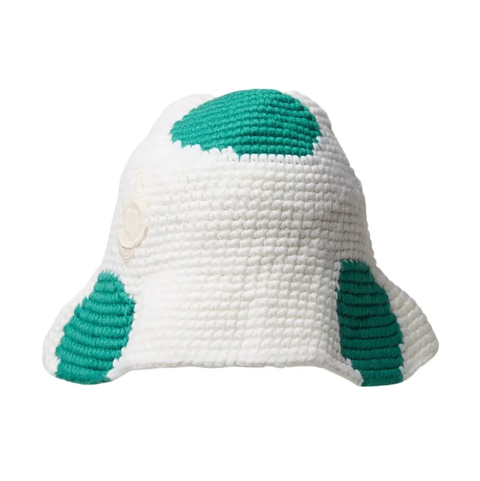 Cappello a Secchiello a Maglia con Motivo a Pois