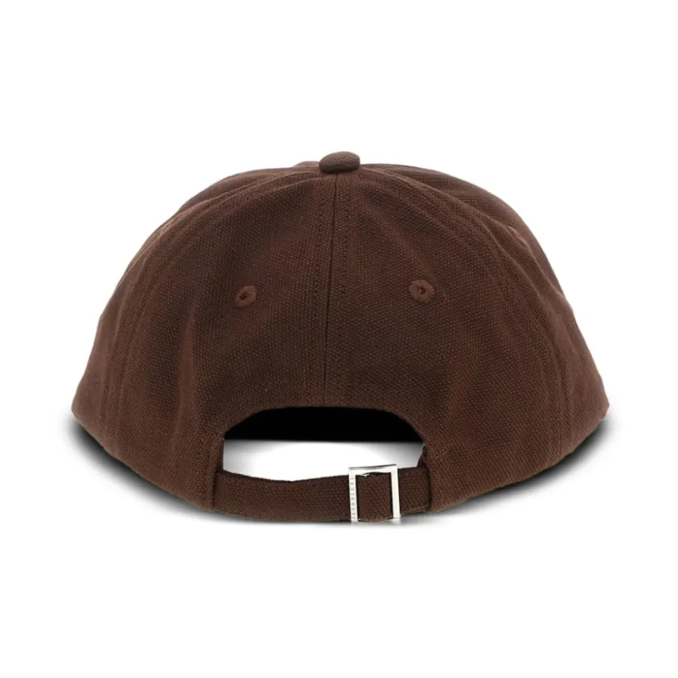 Cappello Marrone Con Bordi Sfilacciati Cinturino Regolabile