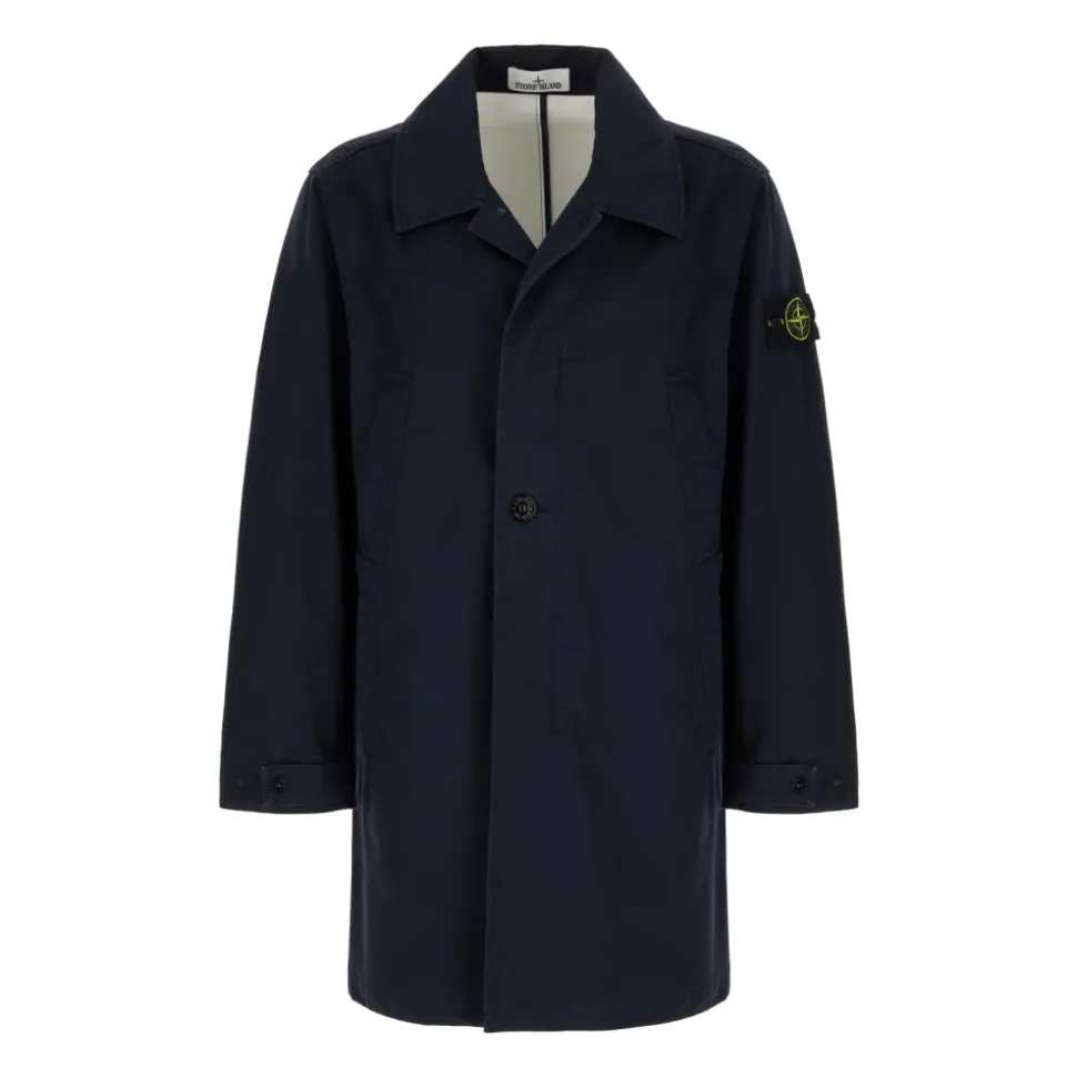 Cappotto Abbottonato con Badge Bussola