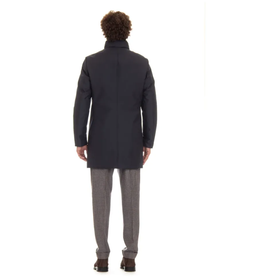 Cappotto Blu Trapuntato in Piumino