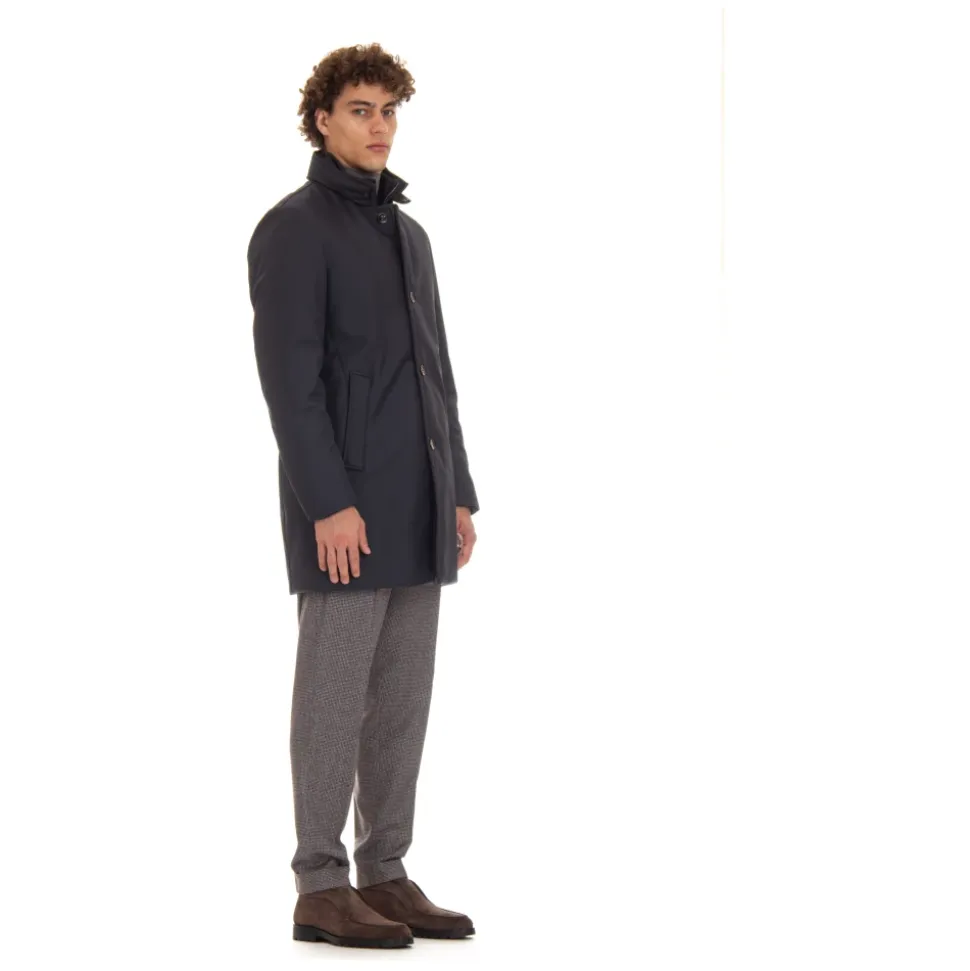 Cappotto Blu Trapuntato in Piumino