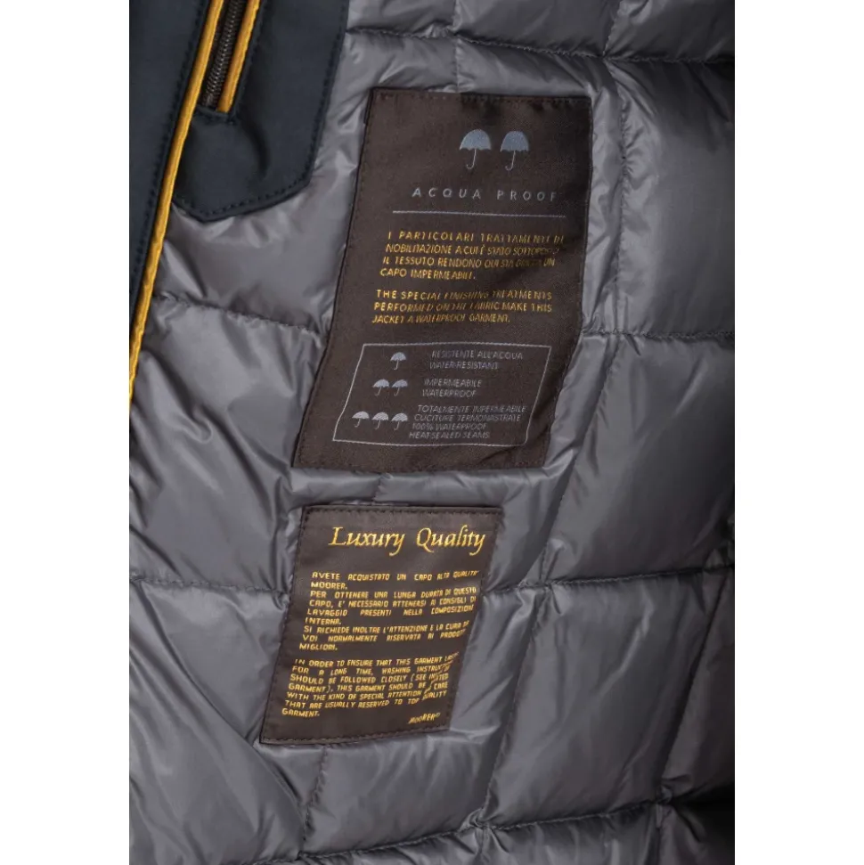 Cappotto Blu Trapuntato in Piumino