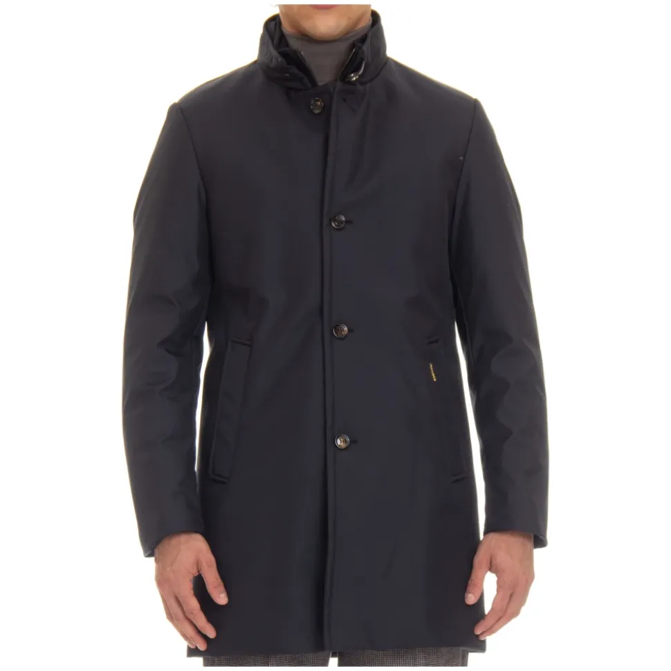 Cappotto Blu Trapuntato in Piumino