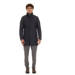 Cappotto Blu Trapuntato in Piumino