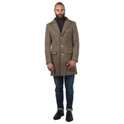 Cappotto marrone con tasche e spacco