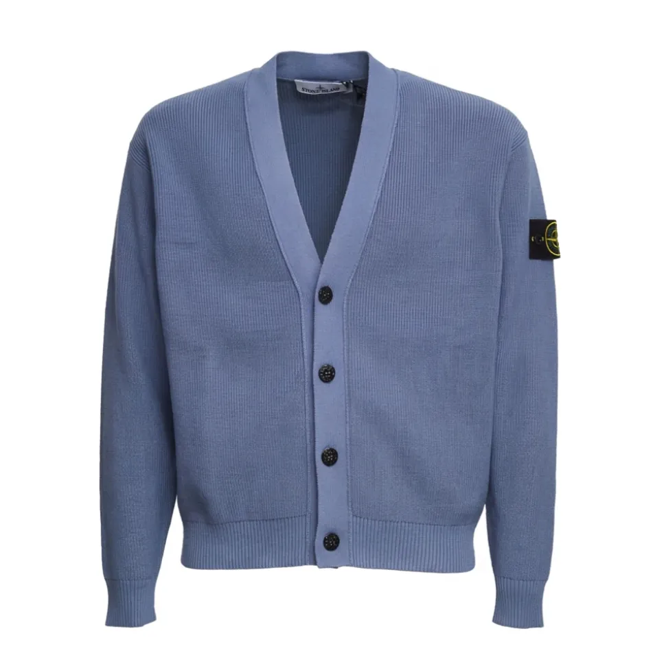 Cardigan a coste con scollo a V