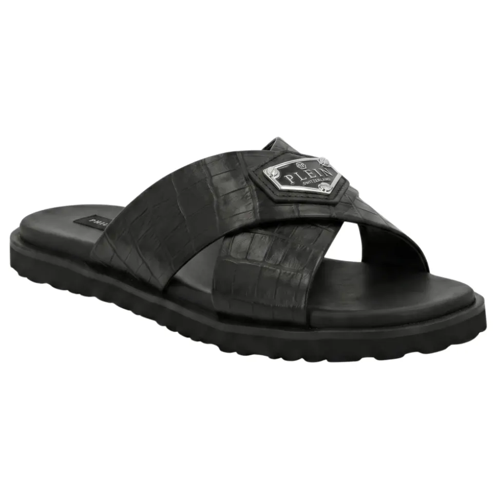 Ciabatte in Pelle Criss-Cross Cocco