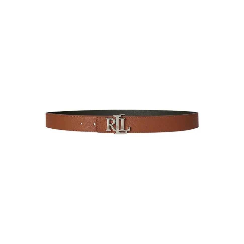 Cintura double-face in pelle martellata con logo