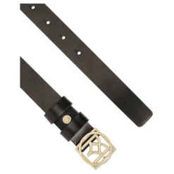 Cintura in pelle minimalista da donna con fibbia logo