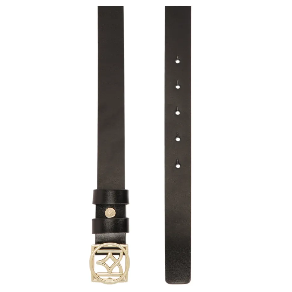 Cintura in pelle minimalista da donna con fibbia logo