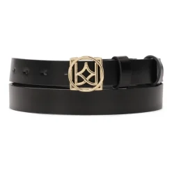 Cintura in pelle minimalista da donna con fibbia logo