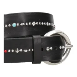 Cintura in pelle nera con borchie