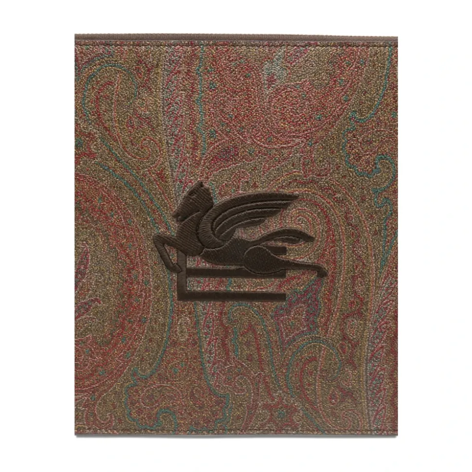 Clutch Bag con stampa Paisley e logo ricamato