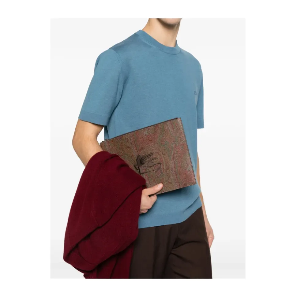 Clutch Bag con stampa Paisley e logo ricamato