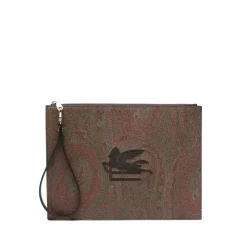 Clutch Bag con stampa Paisley e logo ricamato
