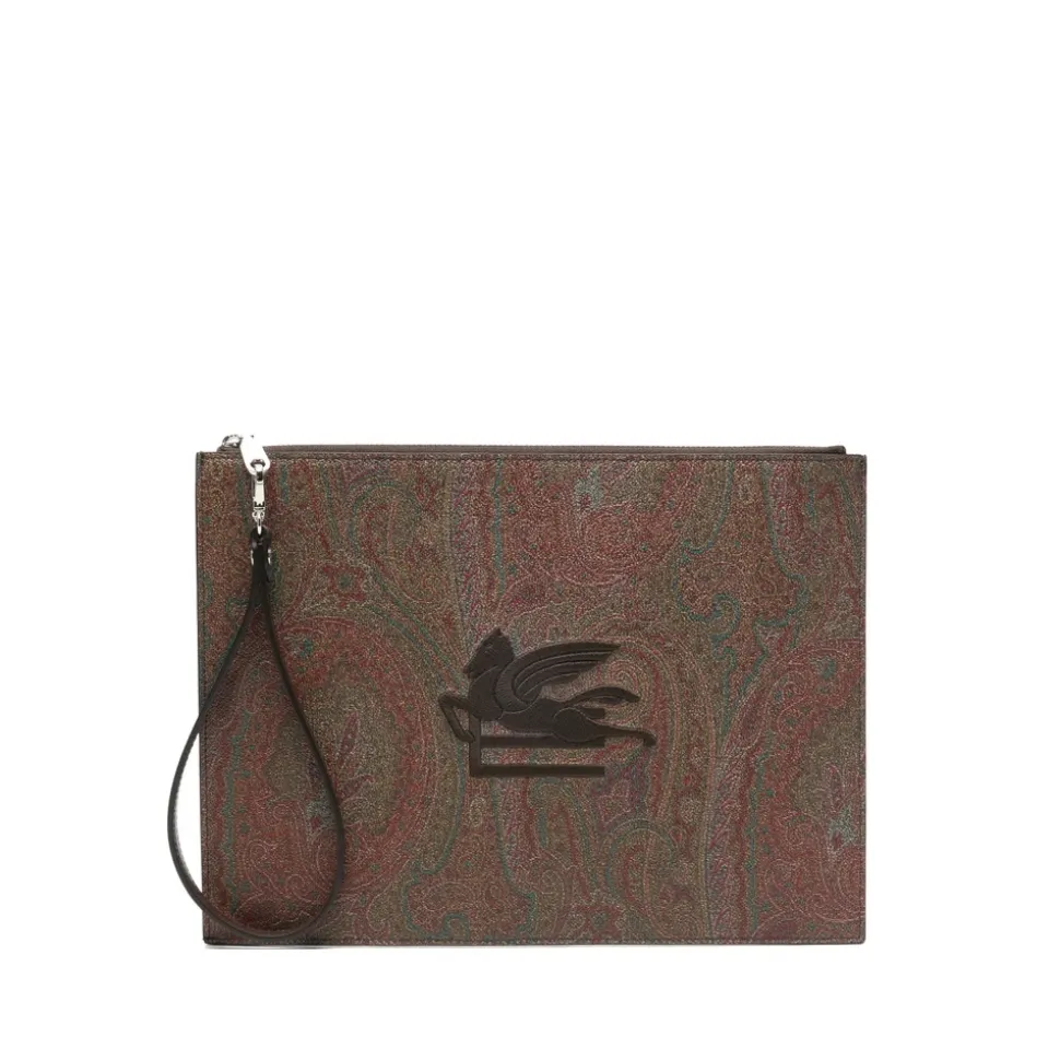 Clutch Bag con stampa Paisley e logo ricamato